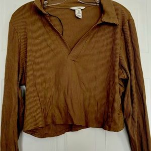 Nude Cropped Long Sleeve Top